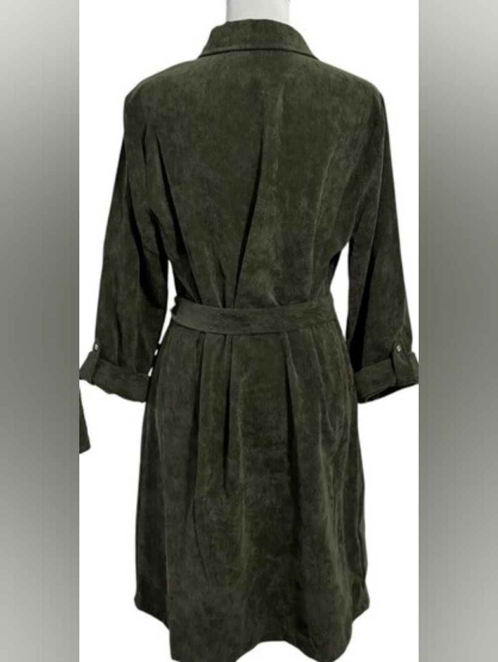 Women's Tommy Hilfiger Green Corduroy Button-Up Shirt Dress Size 8 W/ Tags
